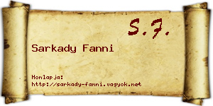 Sarkady Fanni névjegykártya